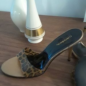 Candies Cheetah Open Toe Kitten Mule Heel